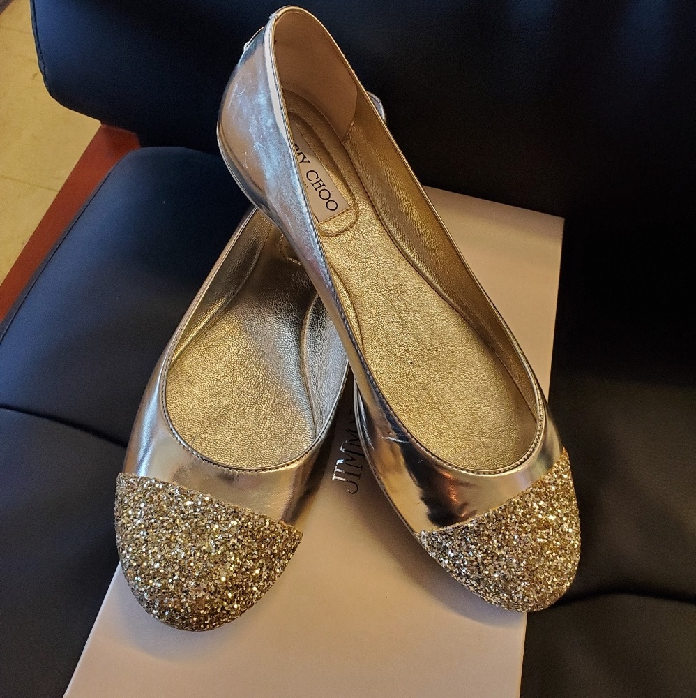 Jimmy Choo glitter flats
